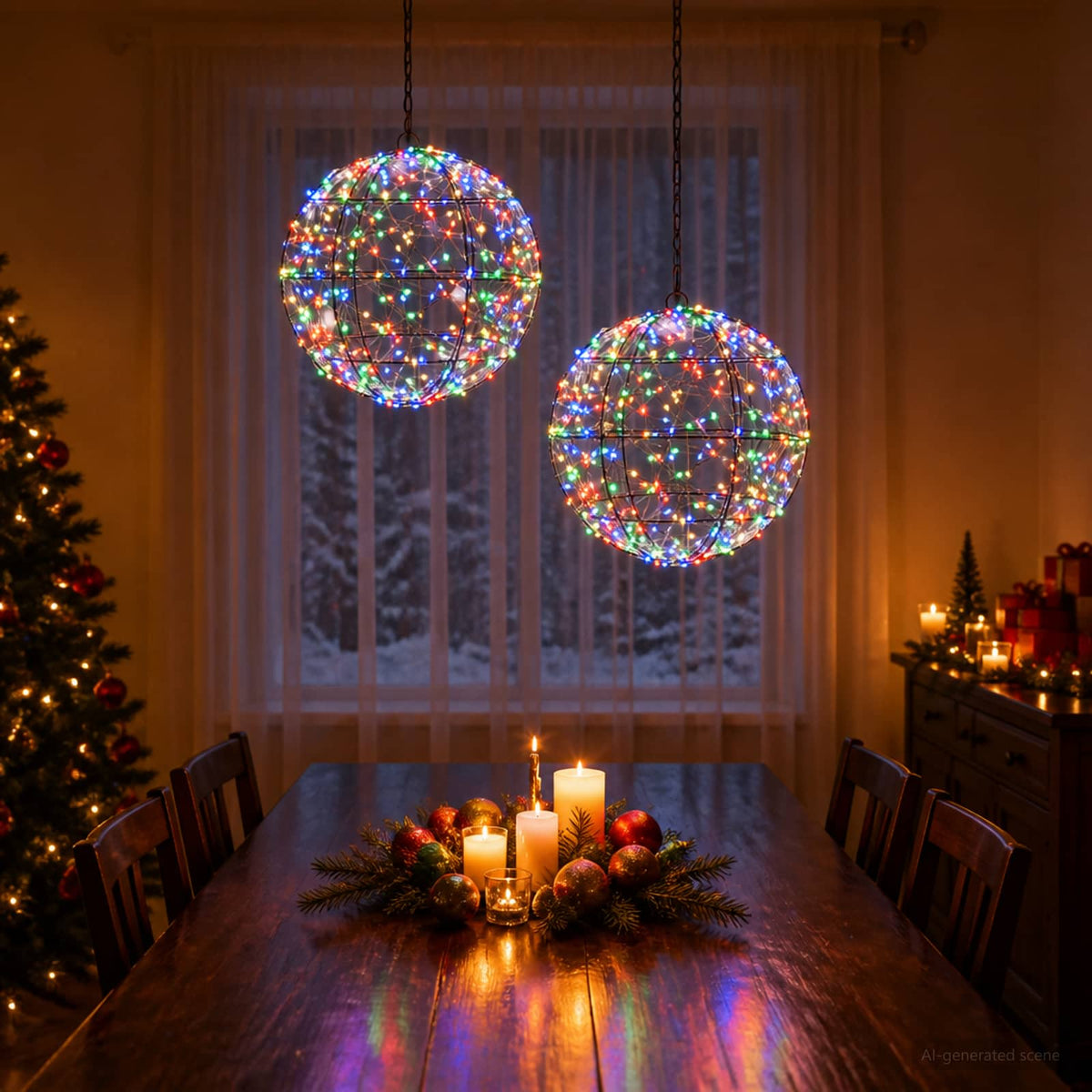 vidaXL Christmas Finial Light 2 pcs 600 LEDs Multicolour
