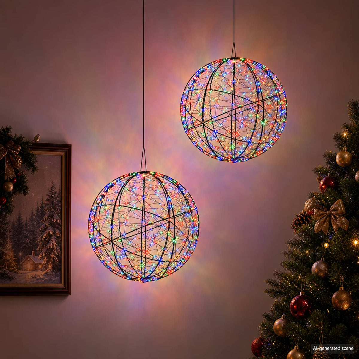 vidaXL Christmas Finial Light 2 pcs 1000 LEDs Multicolour