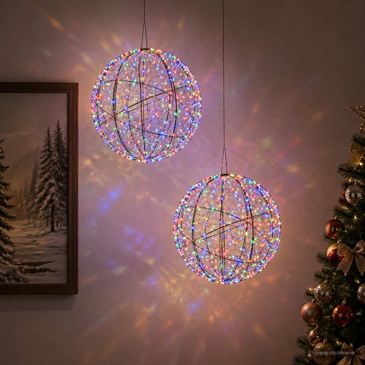 vidaXL Christmas Finial Light 2 pcs 1500 LEDs Multicolour