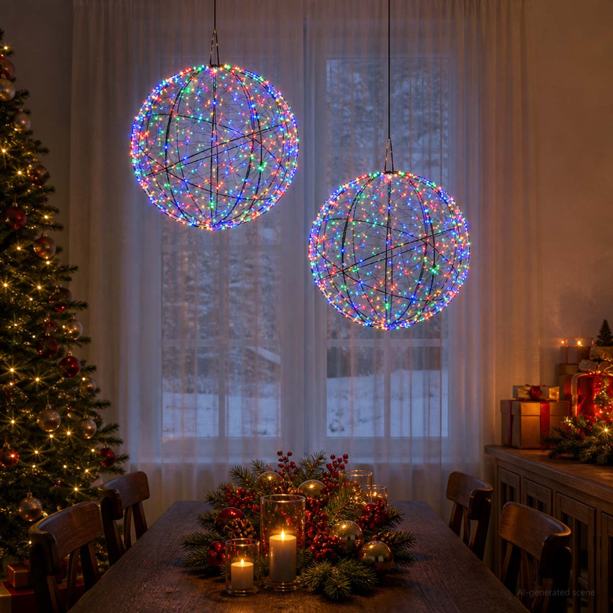 vidaXL Christmas Finial Light 2 pcs 1500 LEDs Multicolour