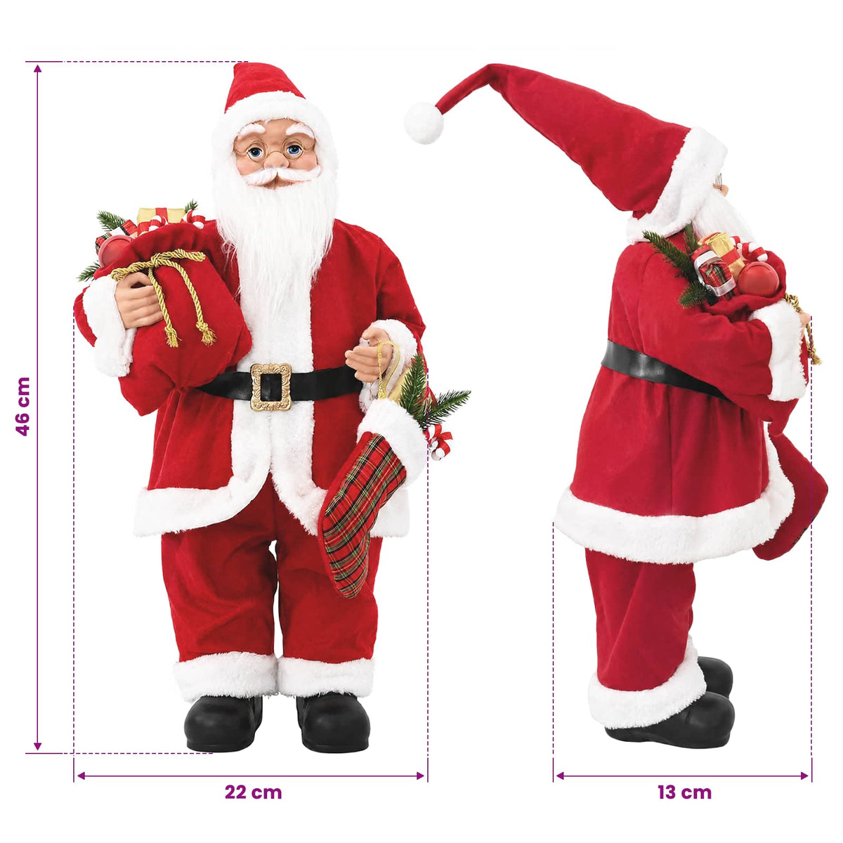 vidaXL Santa Claus Figure Red 46 cm Polyester