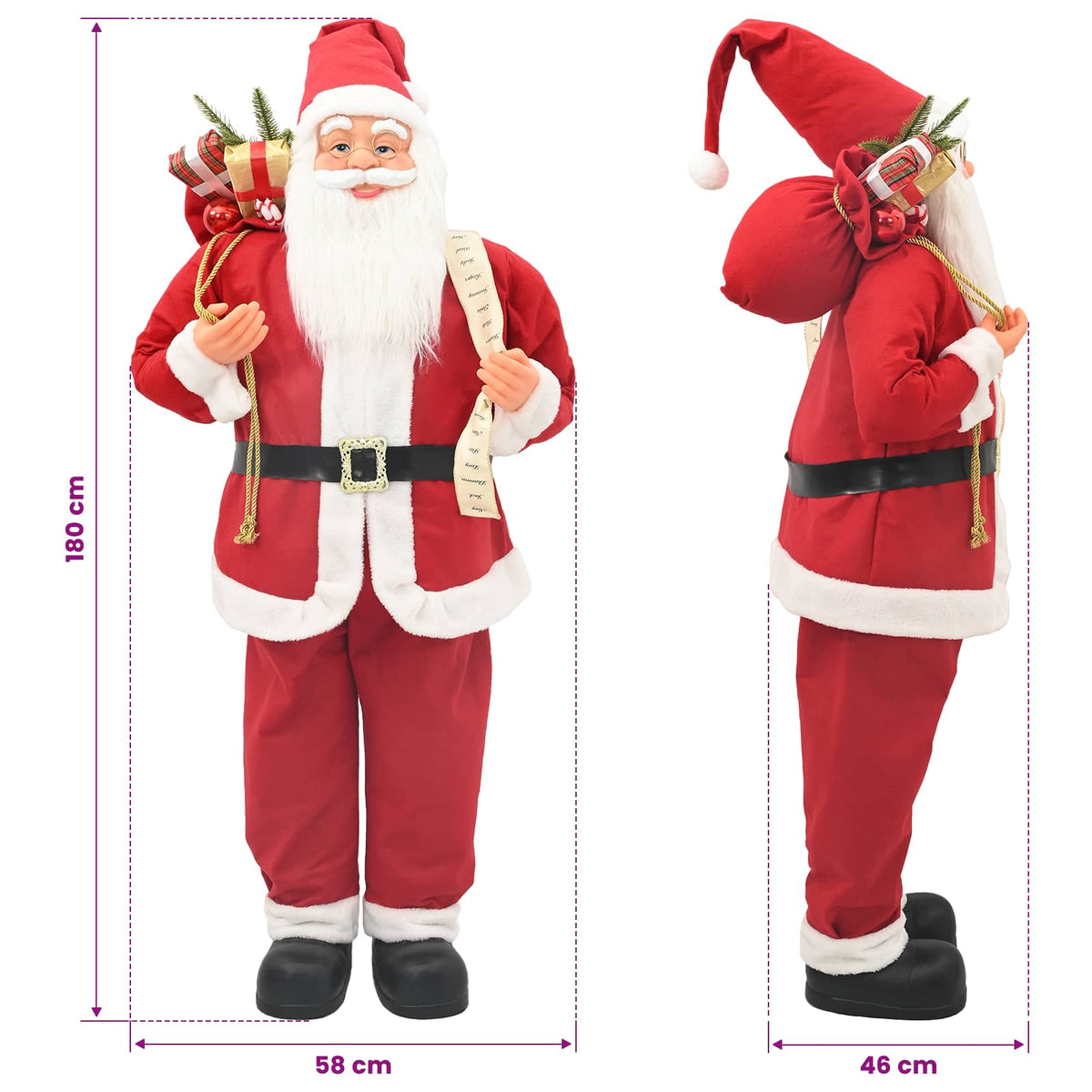 vidaXL Santa Claus Figure Red 180 cm Polyester