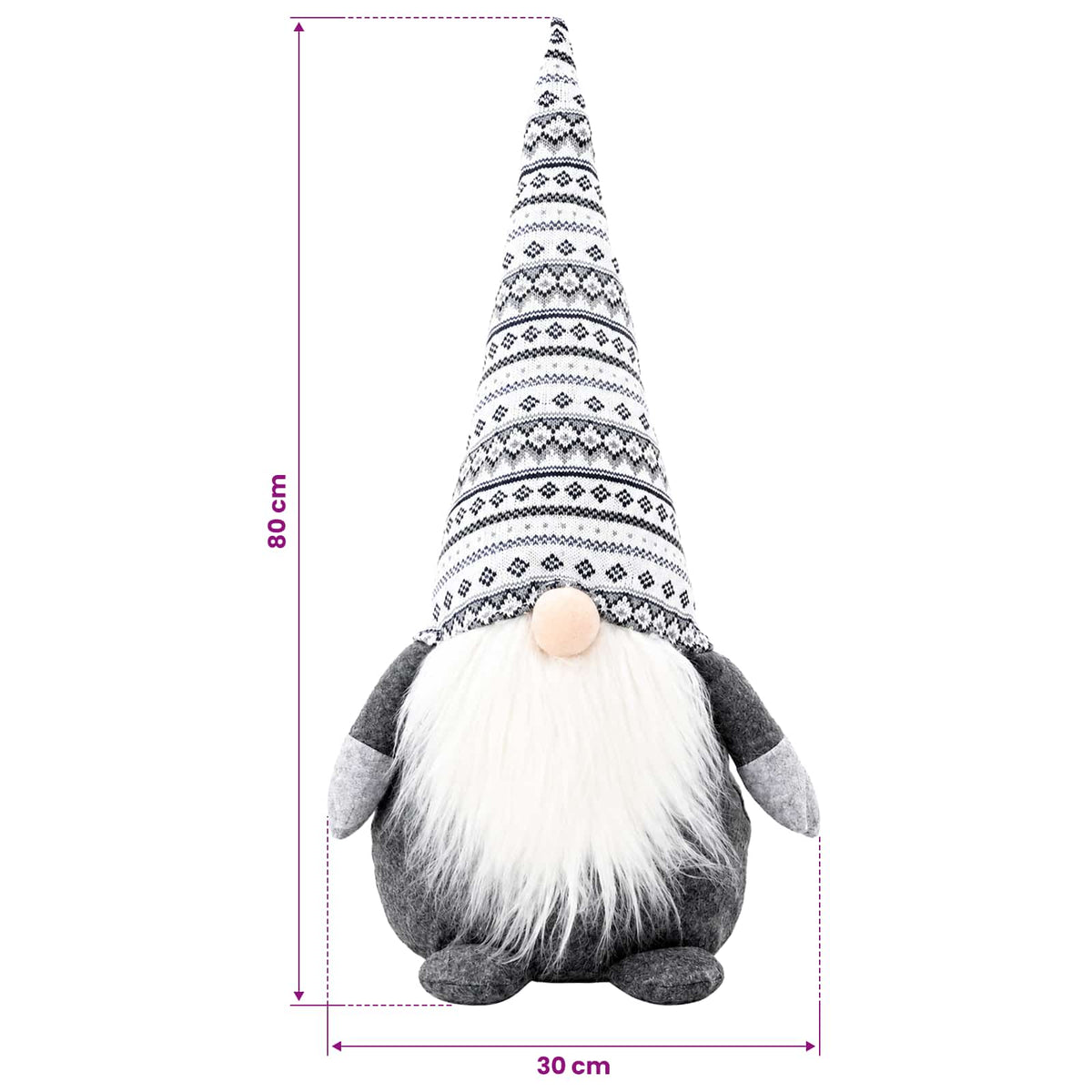 vidaXL Christmas Gnome Grey 80 cm Polyester