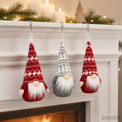 vidaXL Sitting Gnome Set 3 pcs Red and Grey 10 x 18 cm Polyester