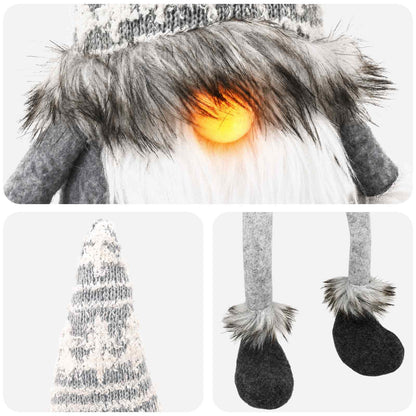 vidaXL Sitting Gnome Set with LED Light 3 pcs Red and Grey 20 x 60 cm