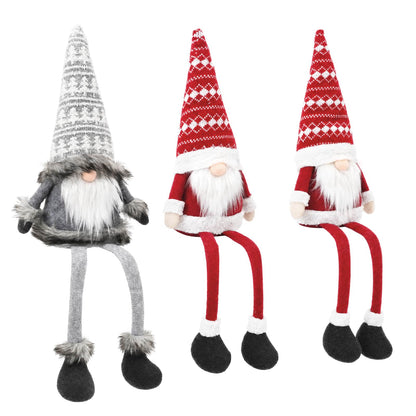 vidaXL Sitting Gnome Set with LED Light 3 pcs Red and Grey 20 x 60 cm
