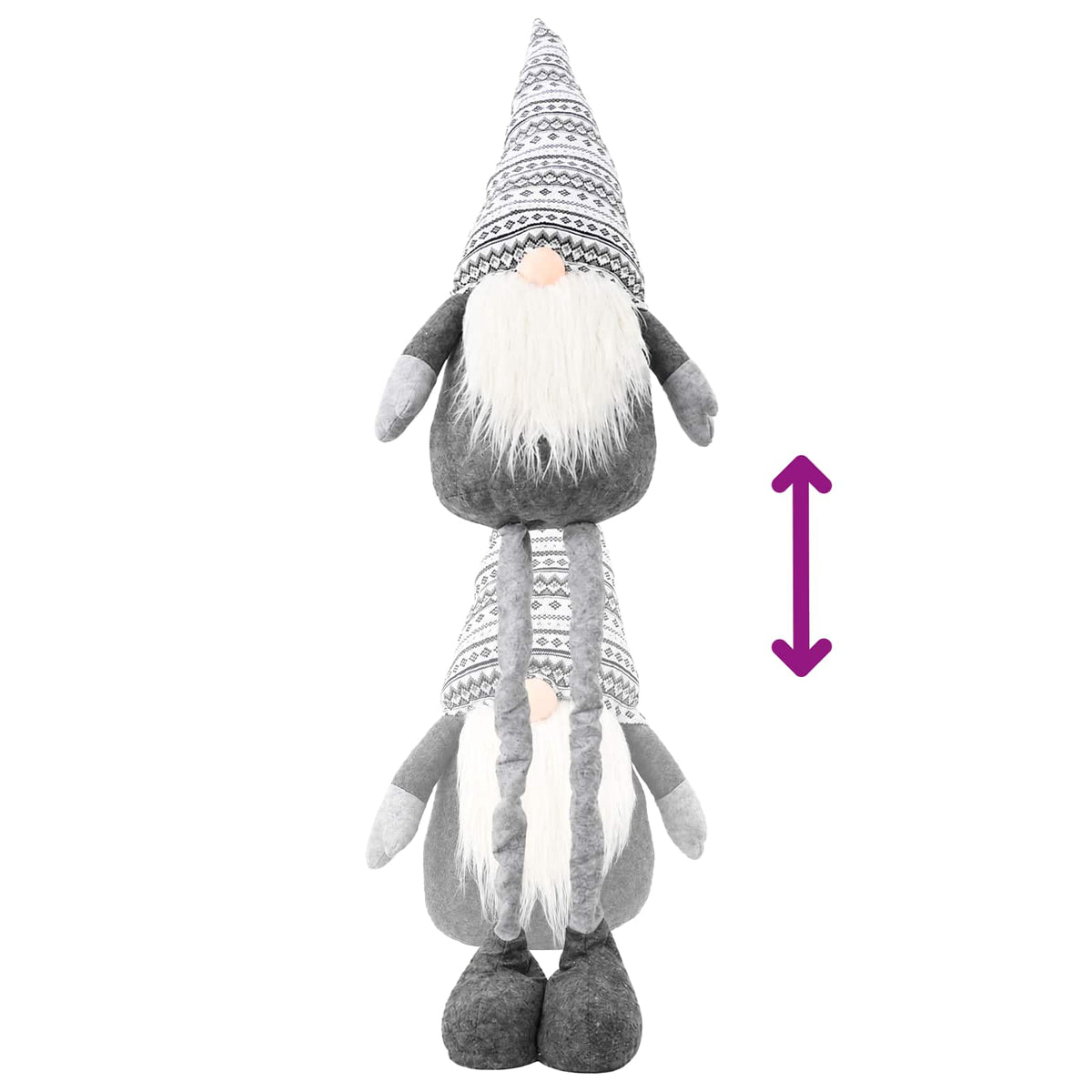 vidaXL Christmas Gnome with Extendable Legs Grey 130 cm Polyester