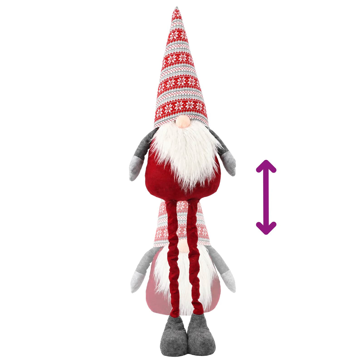 vidaXL Christmas Gnome with Extendable Legs Red 130 cm Polyester