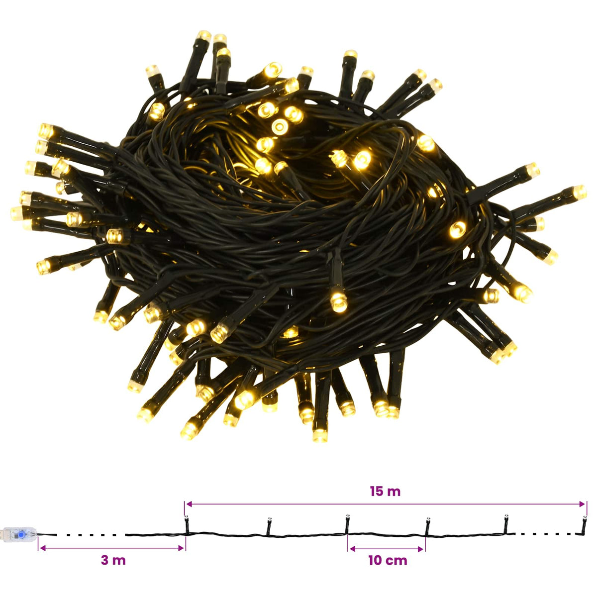 vidaXL Christmas Bauble Set 61 pcs Grey Dia. 6 cm Plastic 300 LEDs