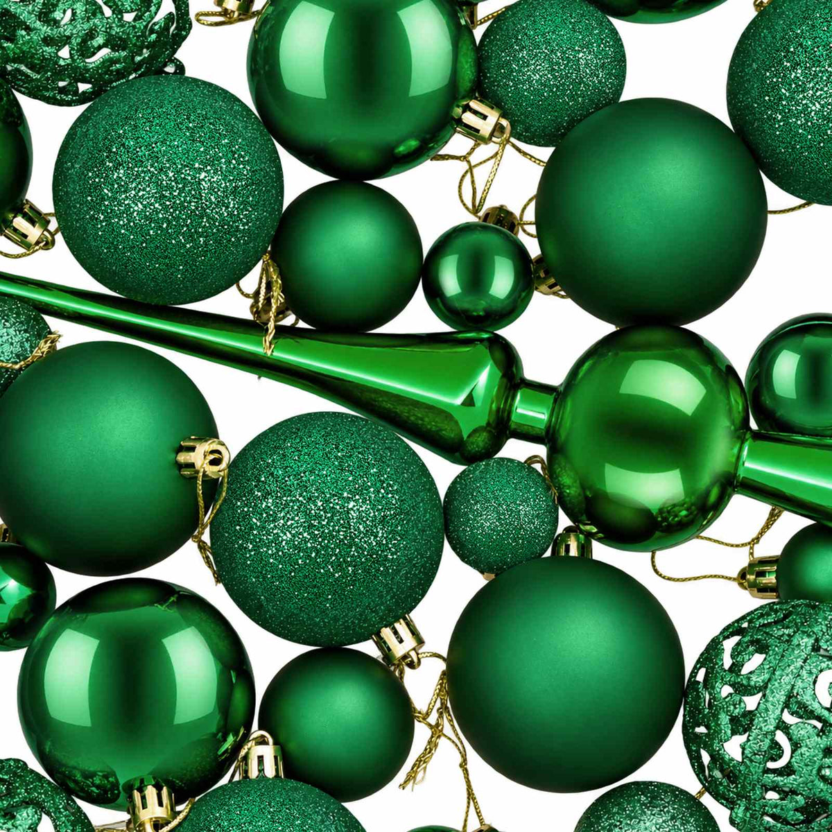 vidaXL Christmas Bauble Set 120 pcs Green Dia. 6 cm Plastic 300 LEDs