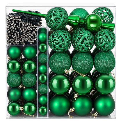 vidaXL Christmas Bauble Set 120 pcs Green Dia. 6 cm Plastic 300 LEDs