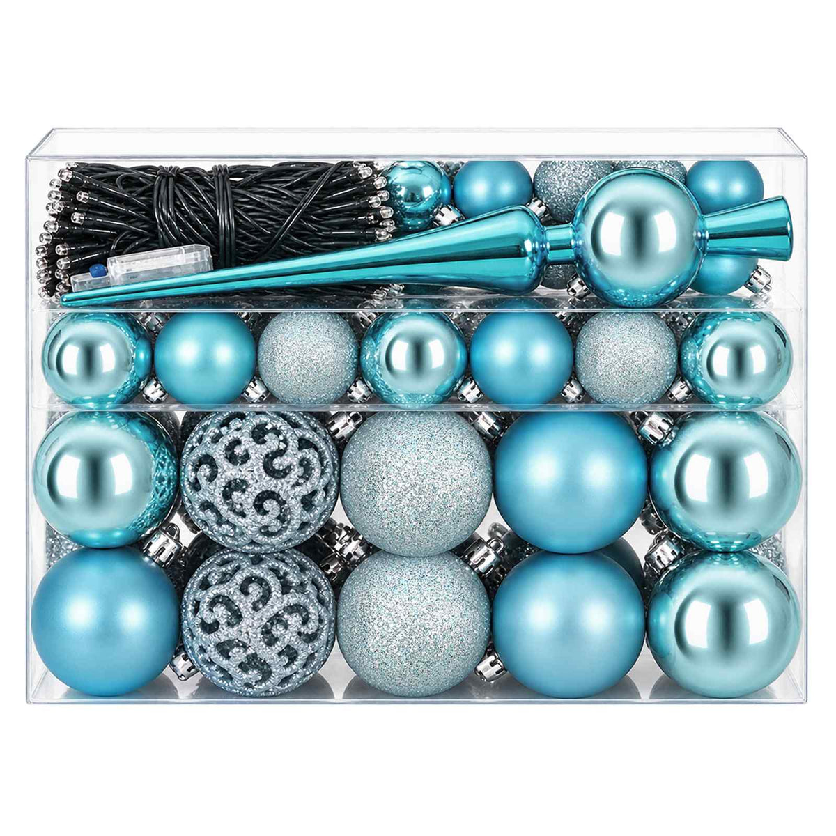 vidaXL Christmas Bauble Set 61 pcs Turquoise Dia. 6 cm Plastic