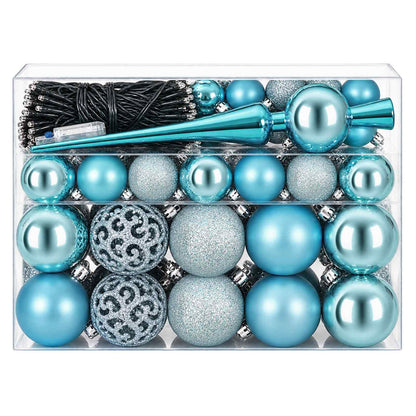 vidaXL Christmas Bauble Set 61 pcs Turquoise Dia. 6 cm Plastic