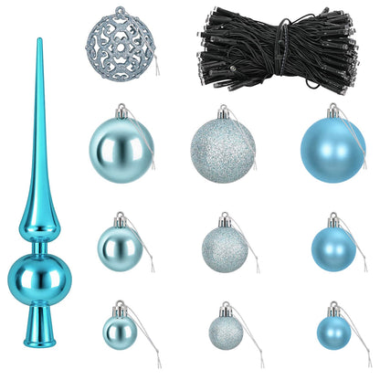 vidaXL Christmas Bauble Set 61 pcs Turquoise Dia. 6 cm Plastic
