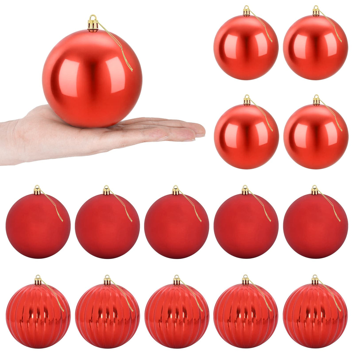 vidaXL Christmas Ball Set XL 15 pcs Red Dia. 10 cm Plastic