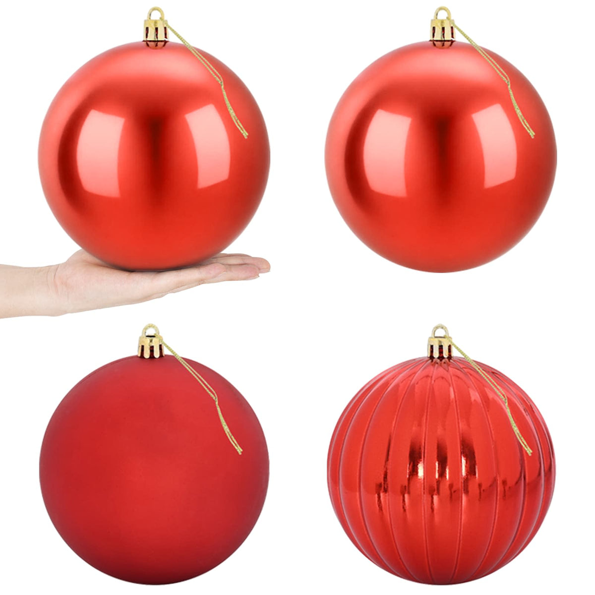vidaXL Christmas Ball Set XXL 4 pcs Red Dia. 20 cm Plastic