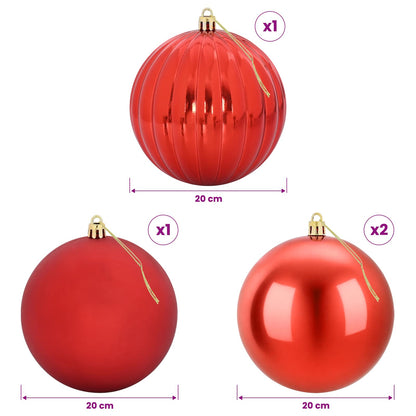 vidaXL Christmas Ball Set XXL 4 pcs Red Dia. 20 cm Plastic