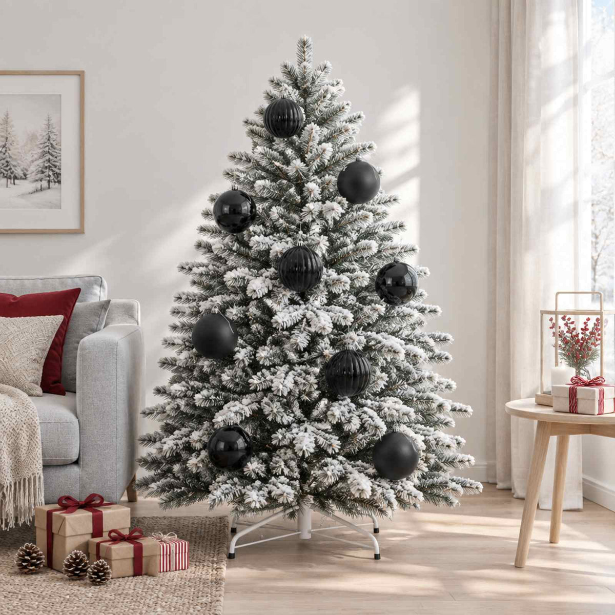 vidaXL Christmas Ball Set XXL 4 pcs Black Dia. 20 cm Plastic