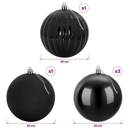vidaXL Christmas Ball Set XXL 4 pcs Black Dia. 20 cm Plastic