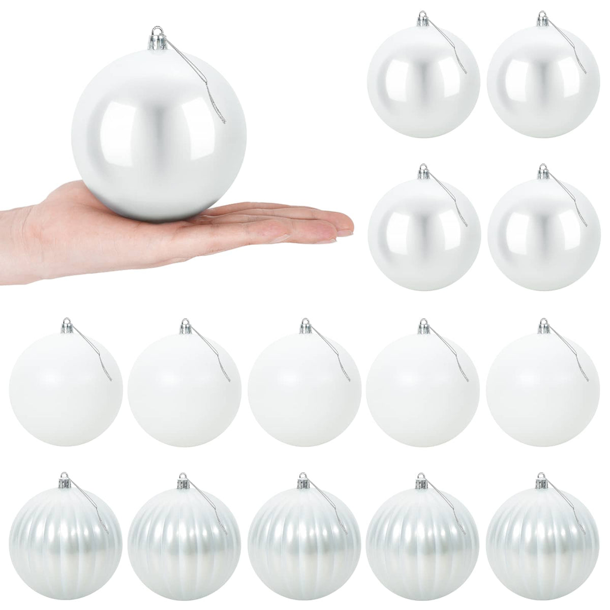 vidaXL Christmas Ball Set XL 15 pcs White Dia. 10 cm Plastic