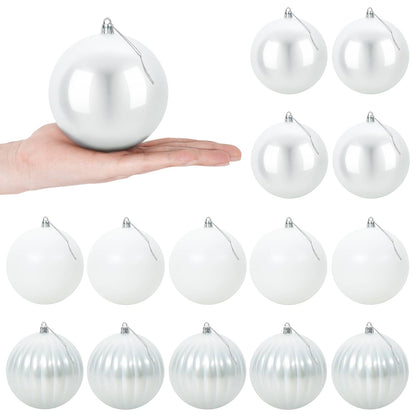 vidaXL Christmas Ball Set XL 15 pcs White Dia. 10 cm Plastic