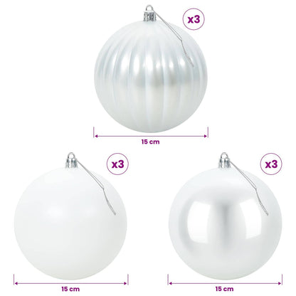 vidaXL Christmas Ball Set XL 9 pcs White Dia. 15 cm Plastic