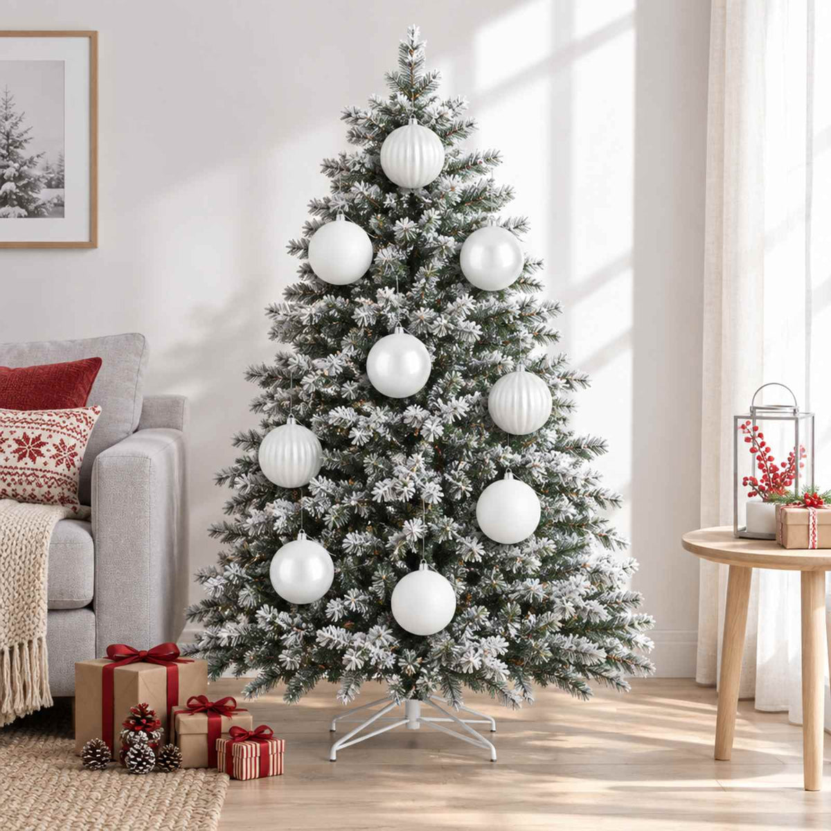 vidaXL Christmas Ball Set XXL 4 pcs White Dia. 20 cm Plastic