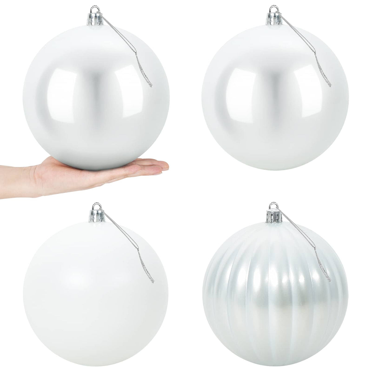 vidaXL Christmas Ball Set XXL 4 pcs White Dia. 20 cm Plastic