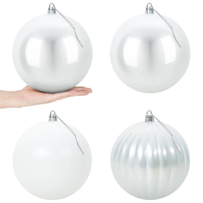vidaXL Christmas Ball Set XXL 4 pcs White Dia. 20 cm Plastic