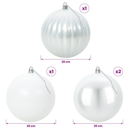 vidaXL Christmas Ball Set XXL 4 pcs White Dia. 20 cm Plastic