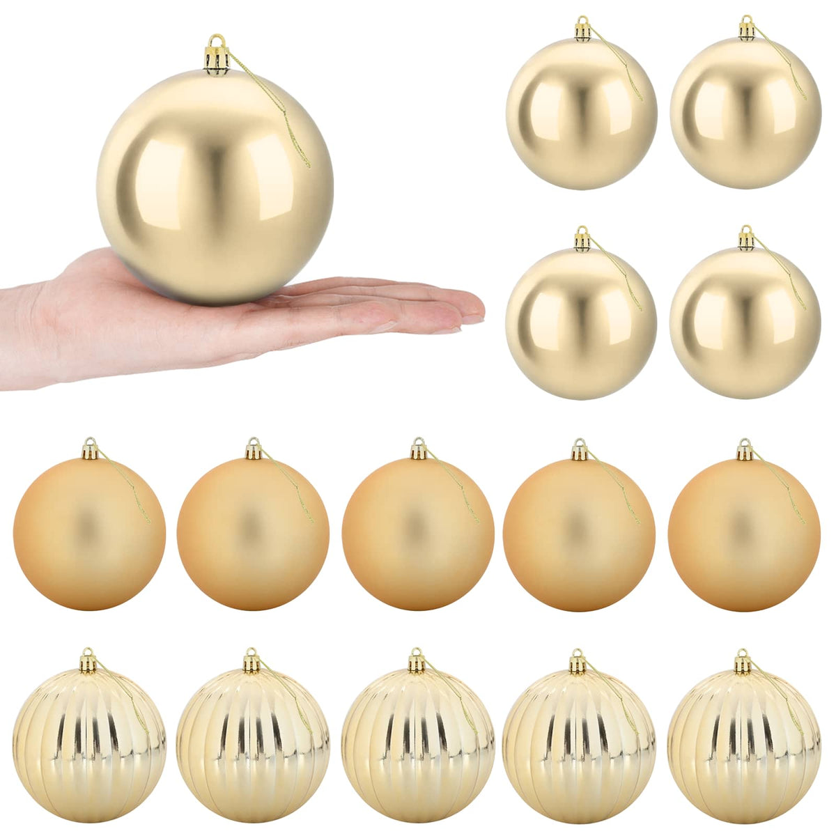 vidaXL Christmas Ball Set XL 15 pcs Gold Dia. 10 cm Plastic