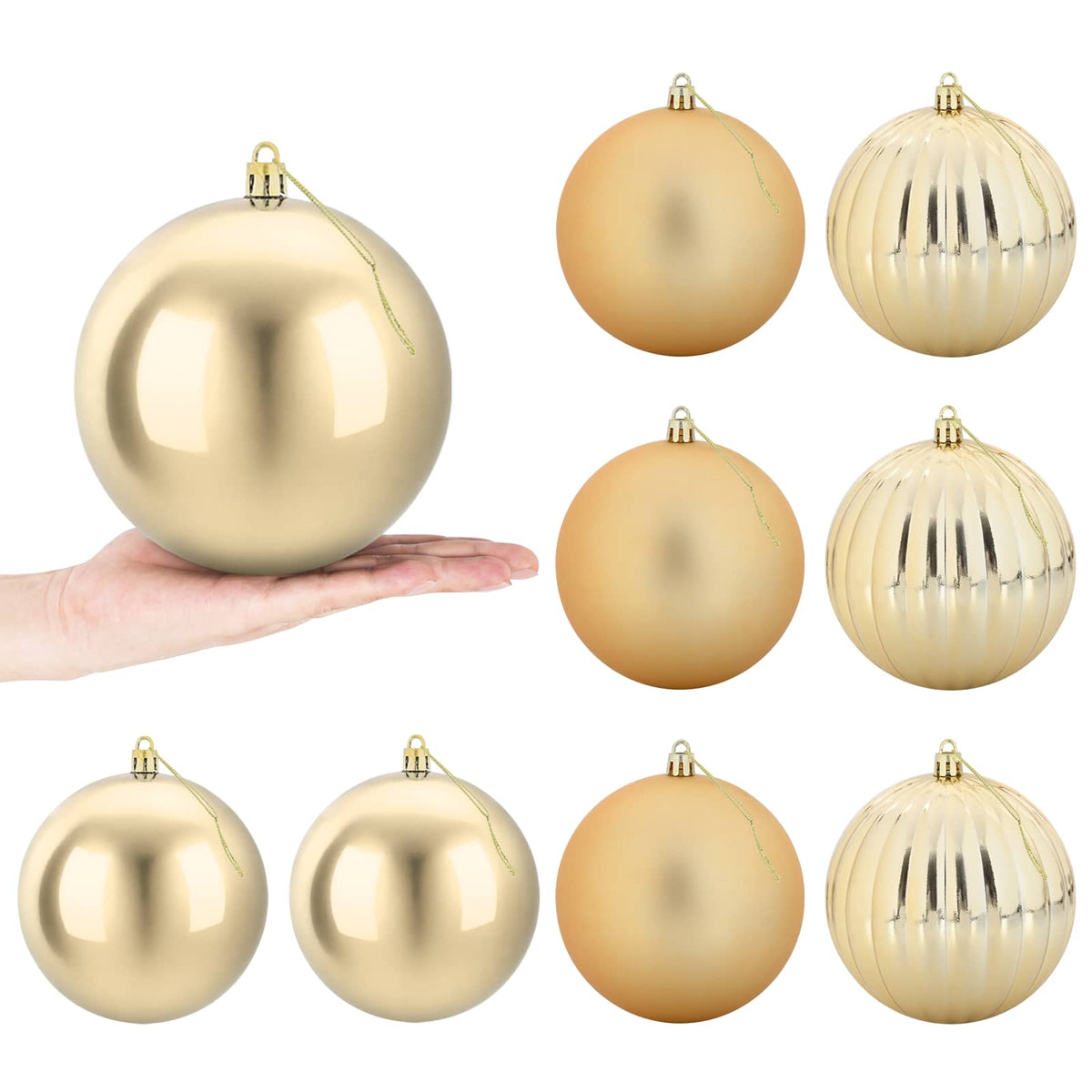 vidaXL Christmas Ball Set XL 9 pcs Gold Dia. 15 cm Plastic