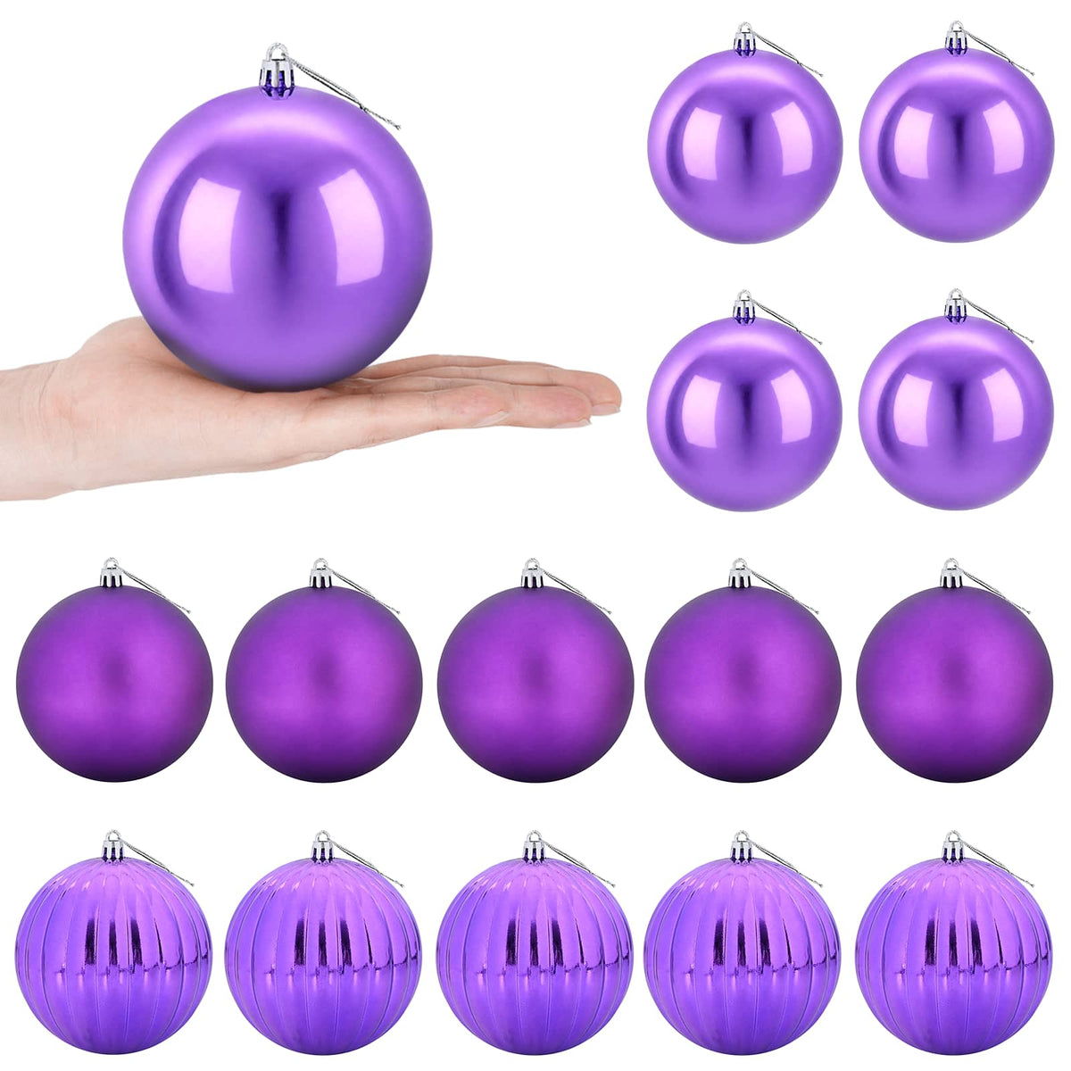 vidaXL Christmas Ball Set XL 15 pcs Lilac Dia. 10 cm Plastic