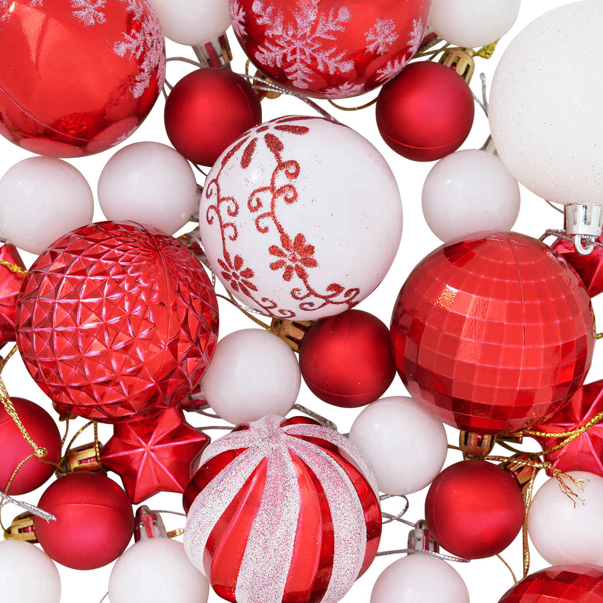 vidaXL Christmas Ball Set 88 pcs Red and White Ø 6 cm Plastic