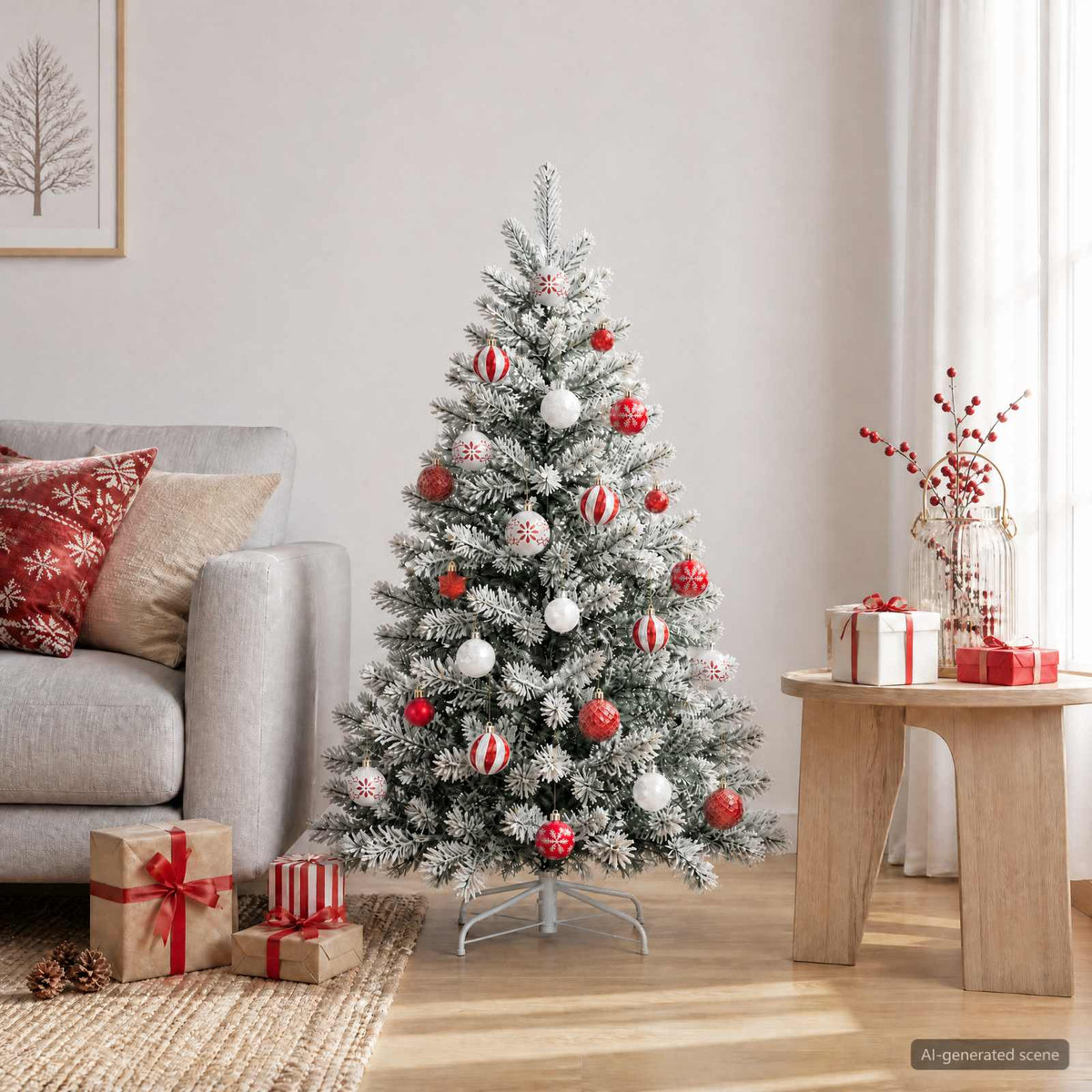 vidaXL Christmas Ball Set 88 pcs Red and White Ø 6 cm Plastic