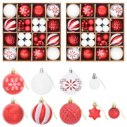 vidaXL Christmas Ball Set 88 pcs Red and White Ø 6 cm Plastic