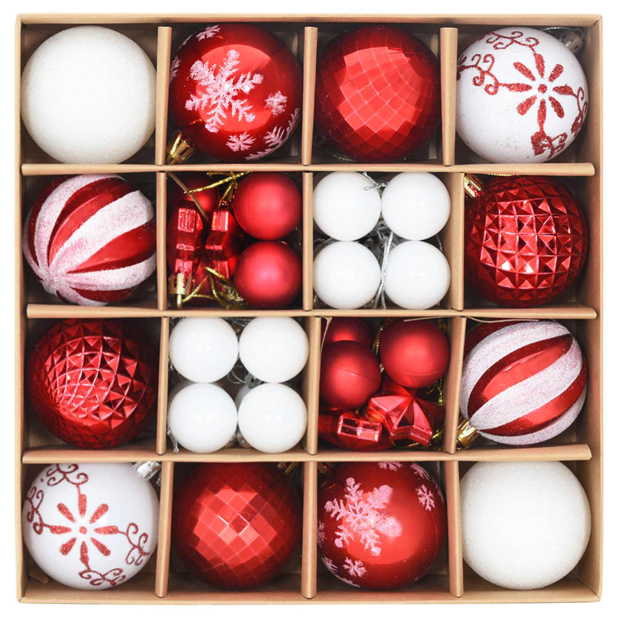 vidaXL Christmas Ball Set 88 pcs Red and White Ø 6 cm Plastic