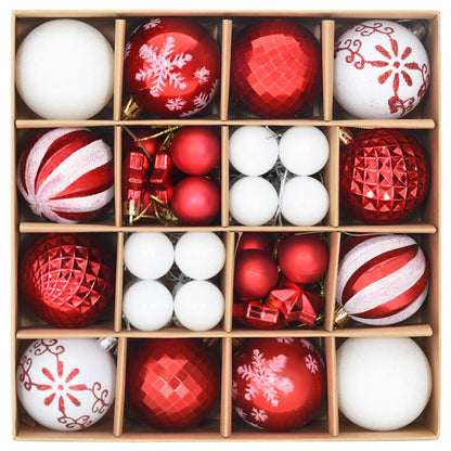 vidaXL Christmas Ball Set 88 pcs Red and White Ø 6 cm Plastic
