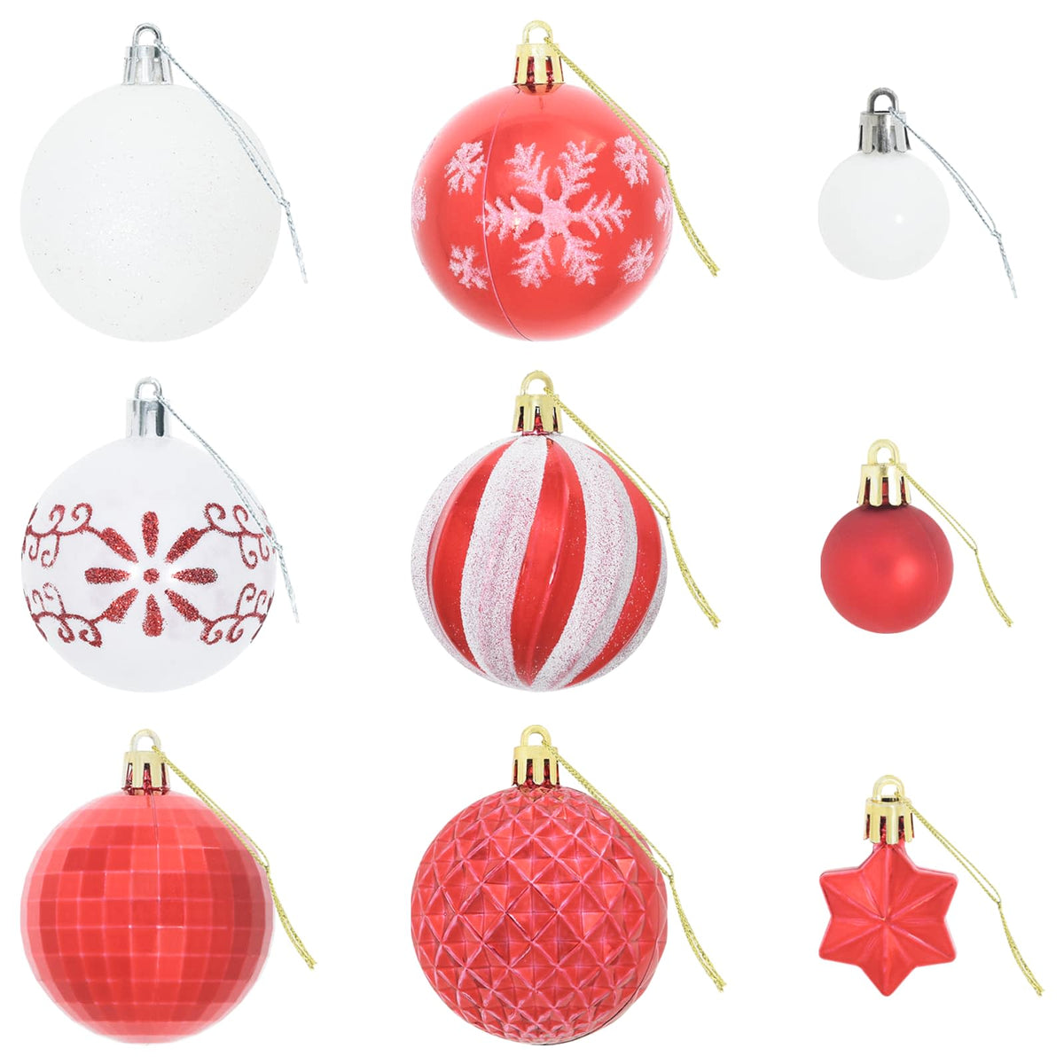 vidaXL Christmas Ball Set 88 pcs Red and White Ø 6 cm Plastic