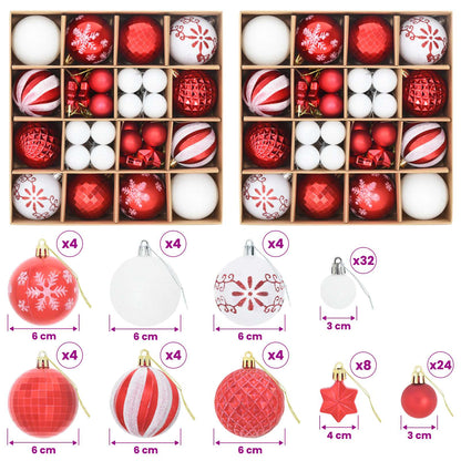 vidaXL Christmas Ball Set 88 pcs Red and White Ø 6 cm Plastic