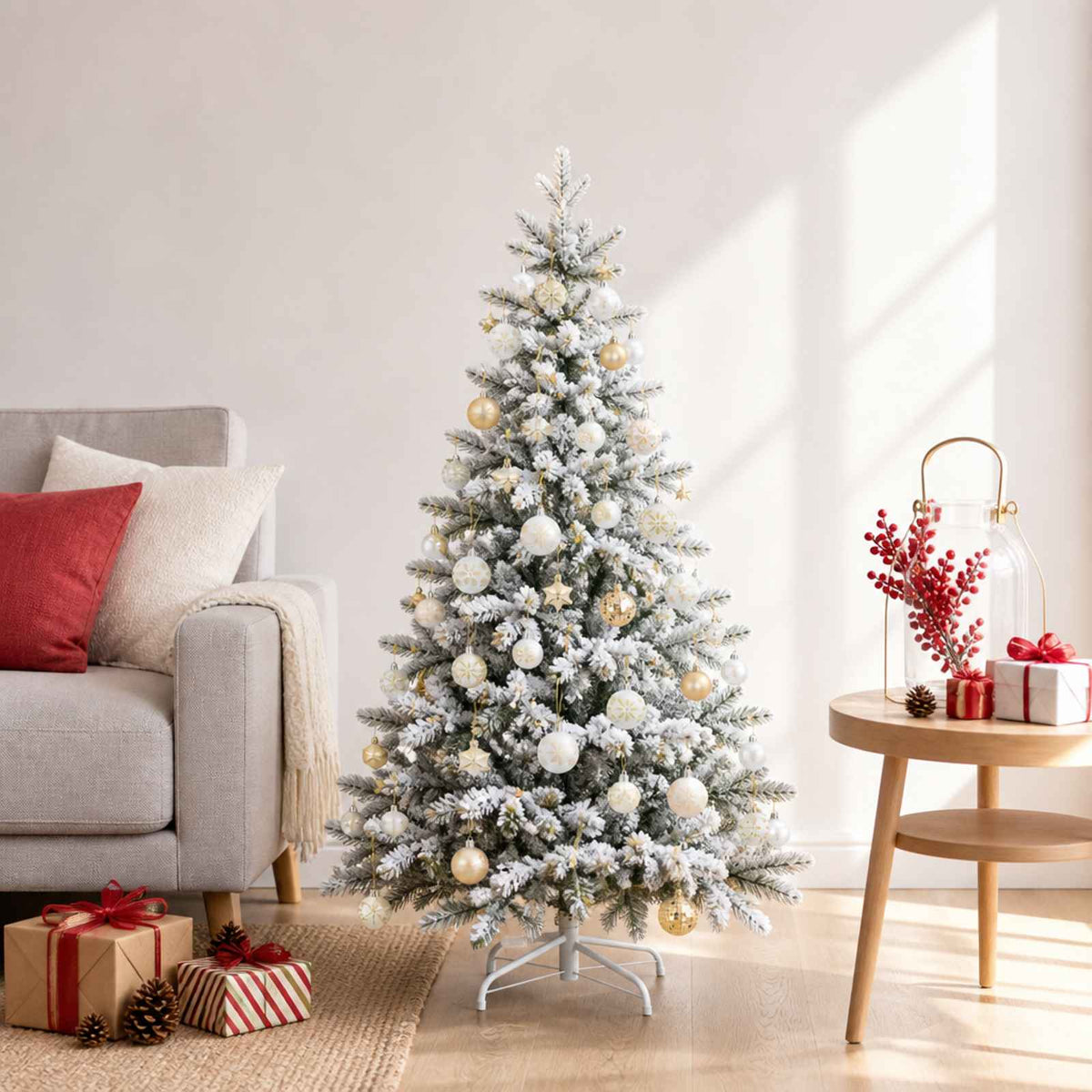 vidaXL Christmas Ball Set 88 pcs Gold and White Ø 6 cm Plastic