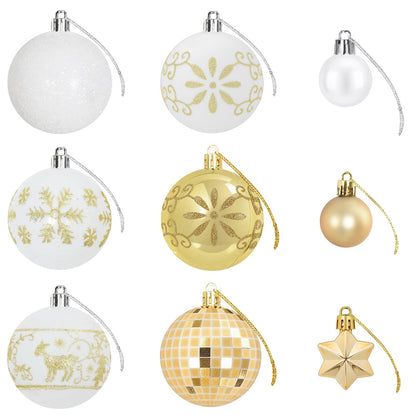 vidaXL Christmas Ball Set 88 pcs Gold and White Ø 6 cm Plastic