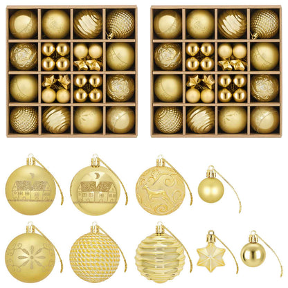vidaXL Christmas Ball Set 88 pcs Gold Ø 6 cm Plastic