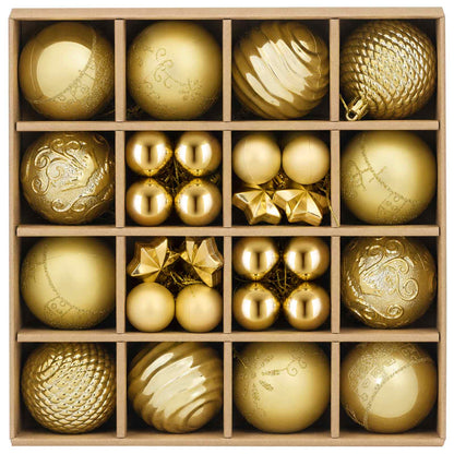 vidaXL Christmas Ball Set 88 pcs Gold Ø 6 cm Plastic