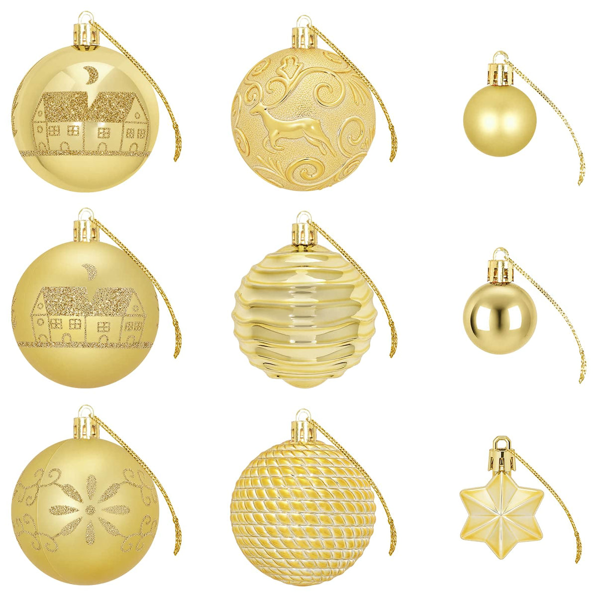 vidaXL Christmas Ball Set 88 pcs Gold Ø 6 cm Plastic