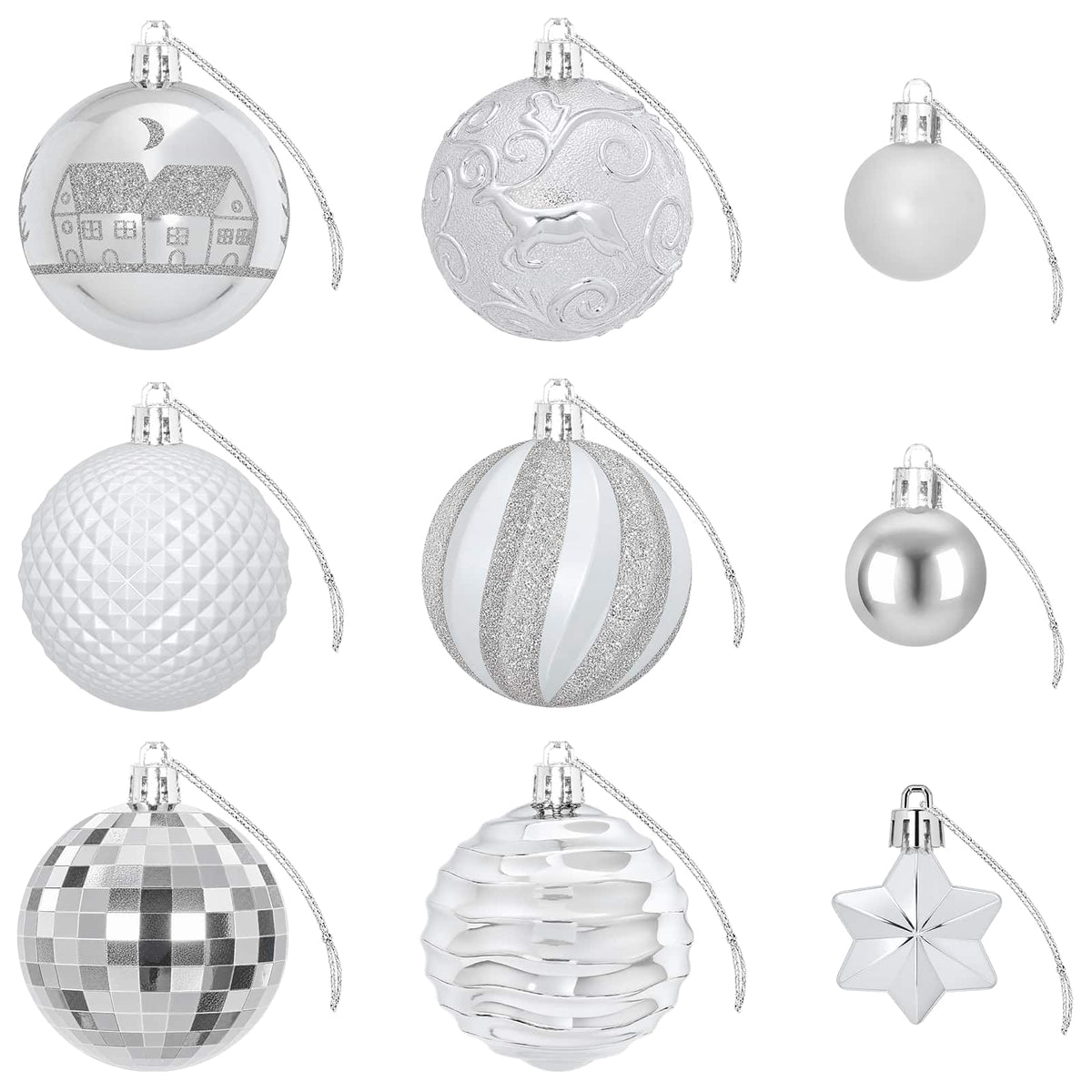 vidaXL Christmas Ball Set 88 pcs Silver Ø 6 cm Plastic