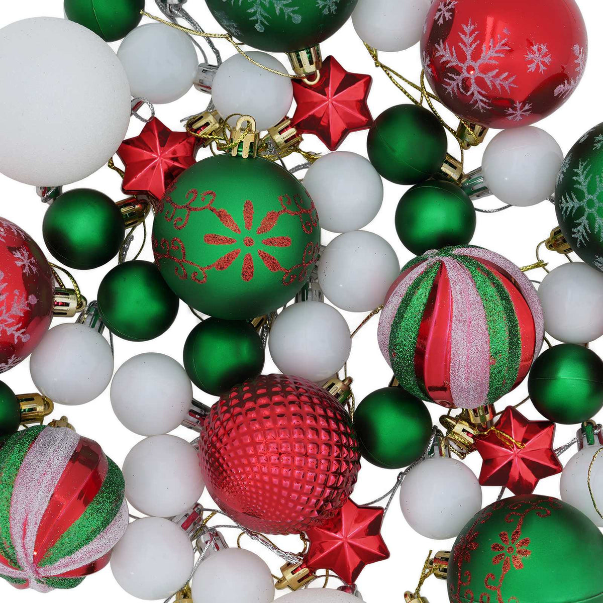 vidaXL Christmas Ball Set 88 pcs Red, Green and White Ø 6 cm Plastic