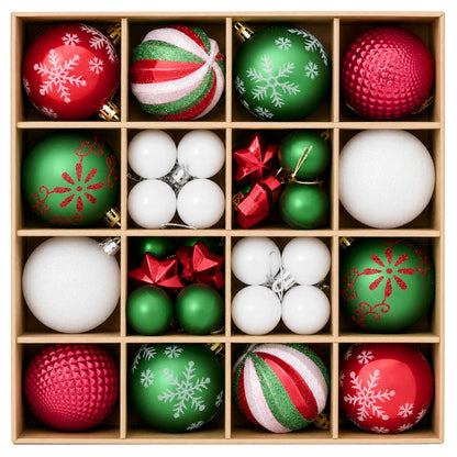 vidaXL Christmas Ball Set 88 pcs Red, Green and White Ø 6 cm Plastic
