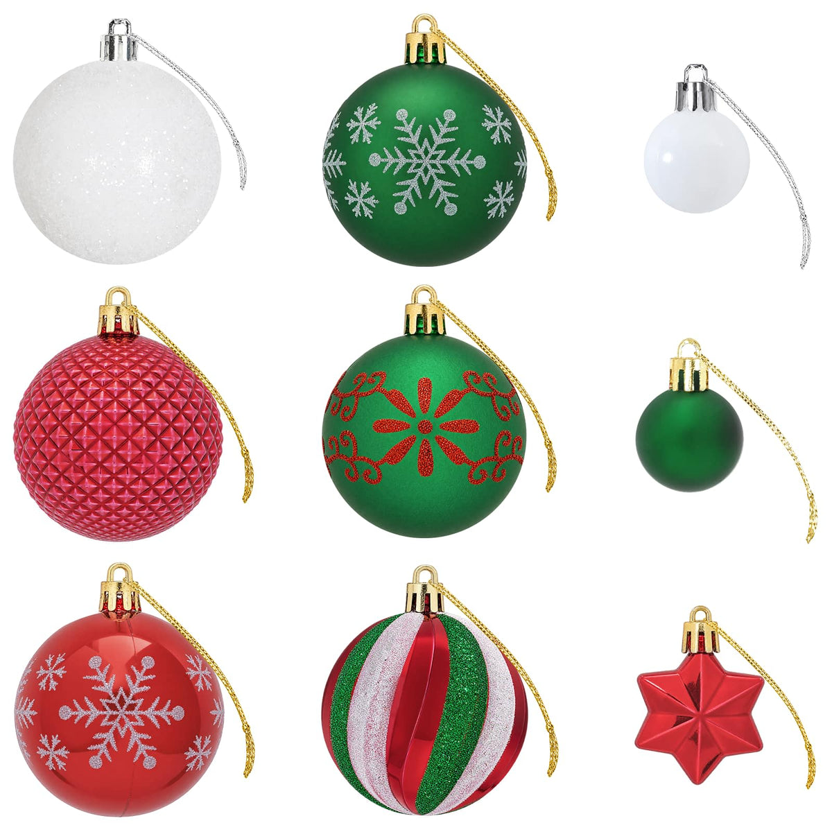 vidaXL Christmas Ball Set 88 pcs Red, Green and White Ø 6 cm Plastic