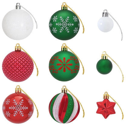 vidaXL Christmas Ball Set 88 pcs Red, Green and White Ø 6 cm Plastic